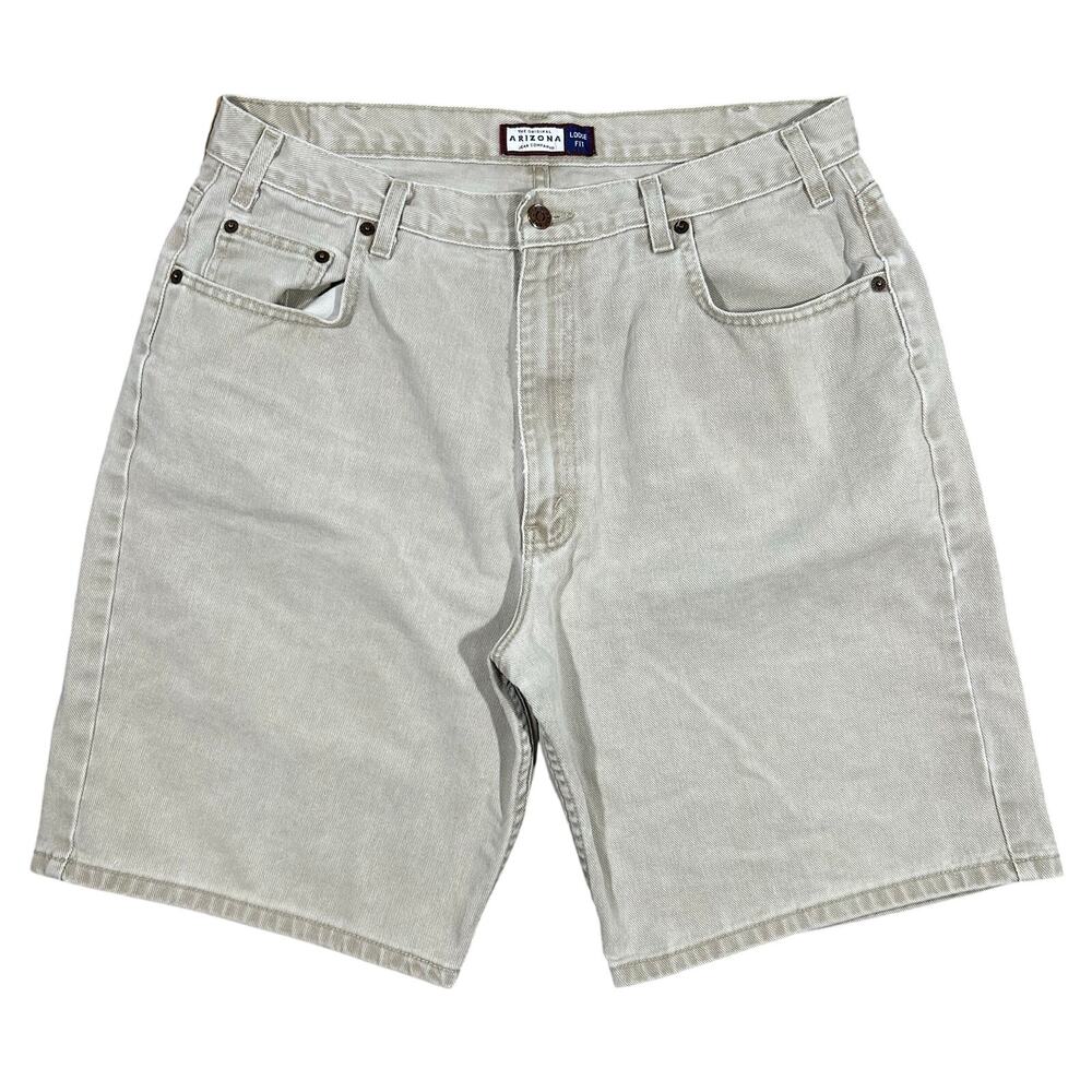 Vintage 90s Arizona Jeans Co Loose Fit Shorts 34 Waist Beige Denim Jean Shorts